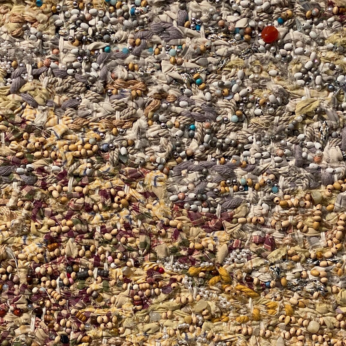 perlen, nylon, Muscheln, perlen verwebt zu einem riesigen Wandteppich von igshaan Adams auf der biennale in venedig im arsenale