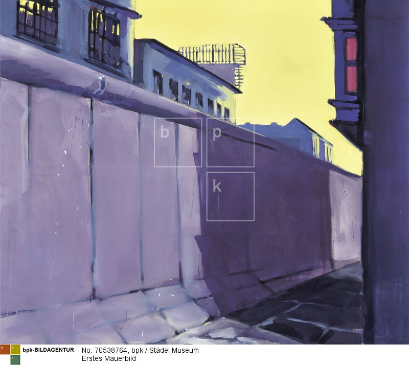 Rainer Fetting: Willy Brandt und die Berliner Mauer, Städel, erstes Mauerbild, lila Mauer