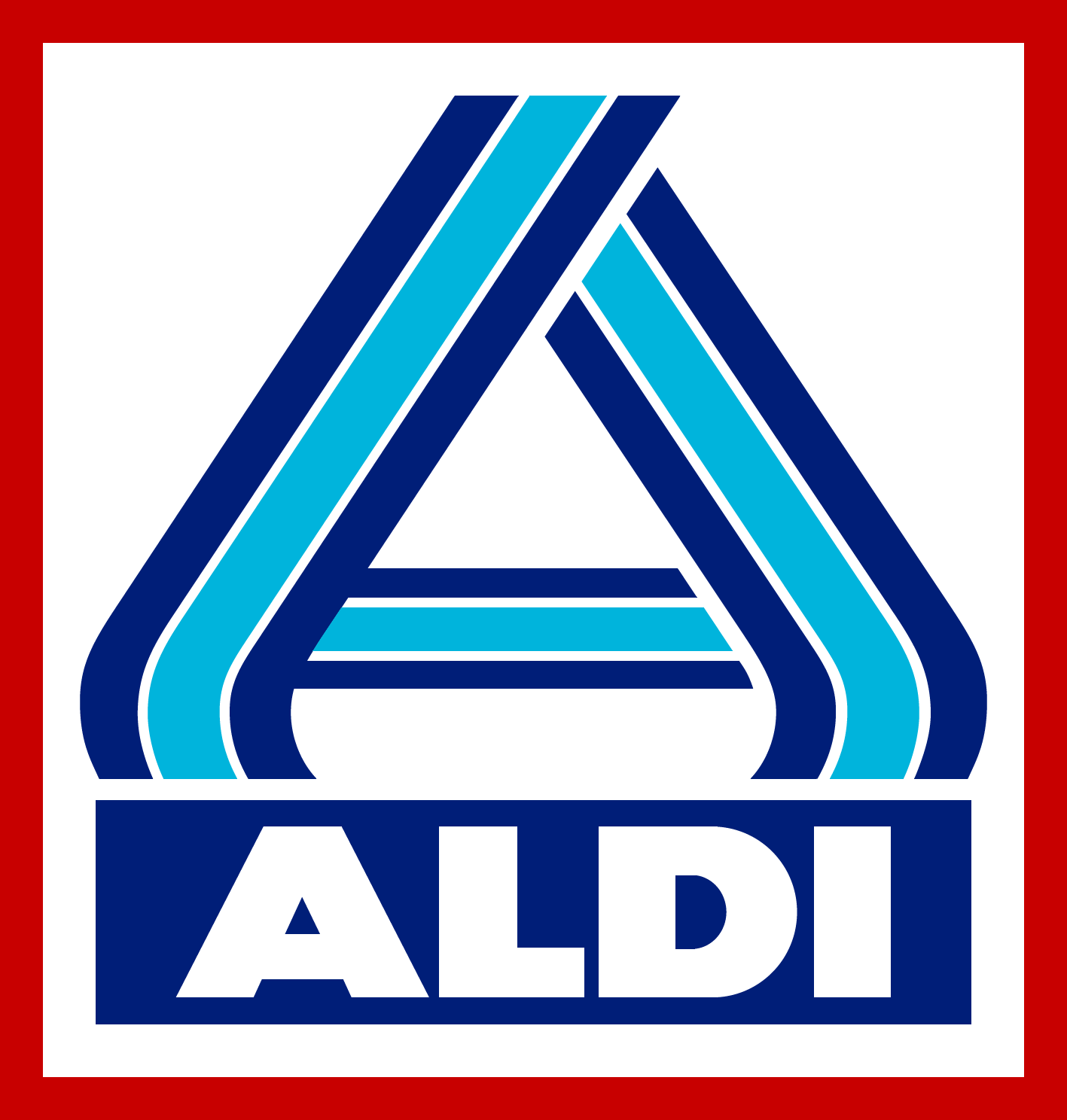 Logo Aldi Nord, Design by Günter Fruhtrunk, Geometrie, blaue Streifen, A