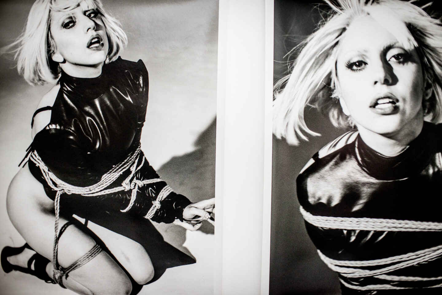 Lady Gaga, Frau gefesselt, erotische Fotos, Lackanzug, Fotos von Nobuyoshi Araki