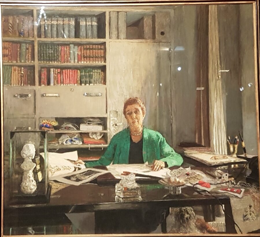 Musée d’Orsay, Paris, Porträt einer Unternehmerin am Tisch, Malerei die aussieht wie ein Foto, Realistische Malerei, Édouard Vuillard, Jeanne Lanvin,