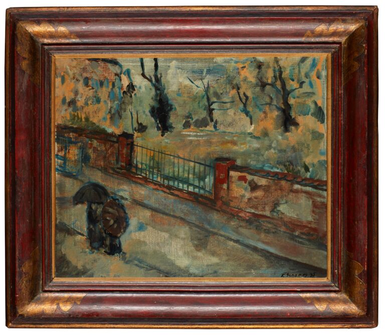 Eine Kabinettausstellung im Jüdischen Museum Frankfurt würdigt Samson Schames , Samson Schames, Straße im Herbst (Rothschildpark), um 1935, Ölgemälde, Jüdisches Museum Frankfurt