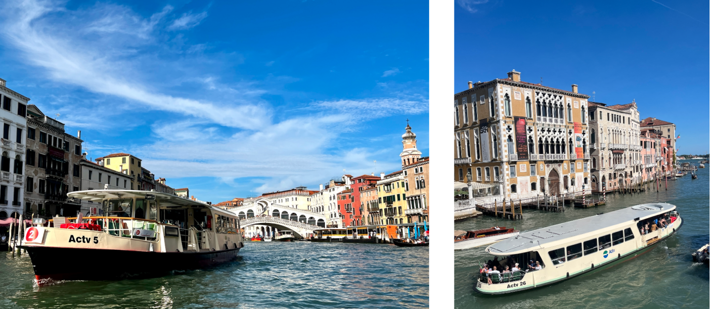 Venedig Kunstreiseführer
Vaporetto in Venedig auf dem Canal Grande, 