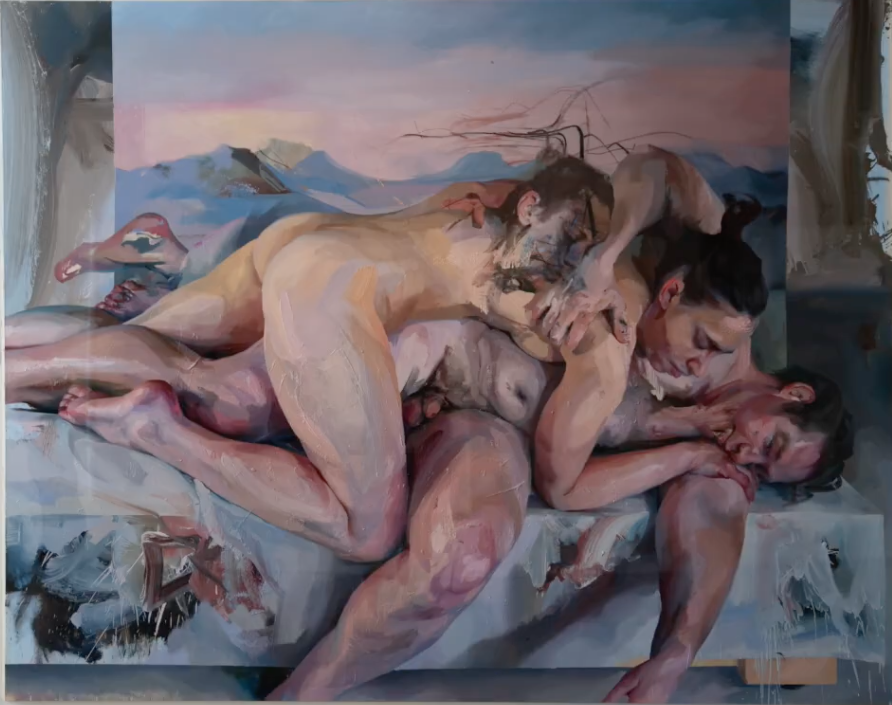 Jenny Saville, Venus und Adonis, Hommage an Tizian, Ausstellungsansicht
