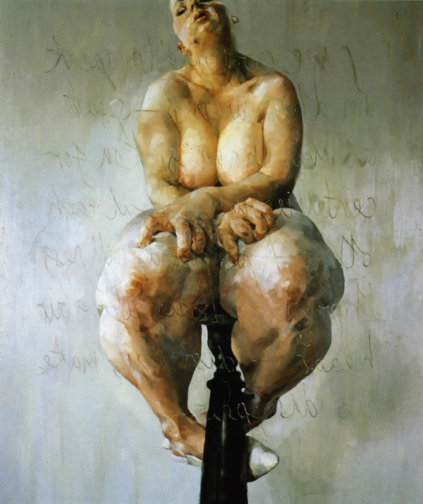 Propped
1992
213.4 × 182.9 cm
Oil on canvas, 
Jenny Saville Selbstporträt, nackt

